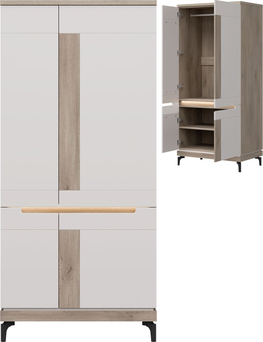 BogFran Szafa pokojowa na ubrania Garderoba 90 cm Dąb Cremona ASTON AN11