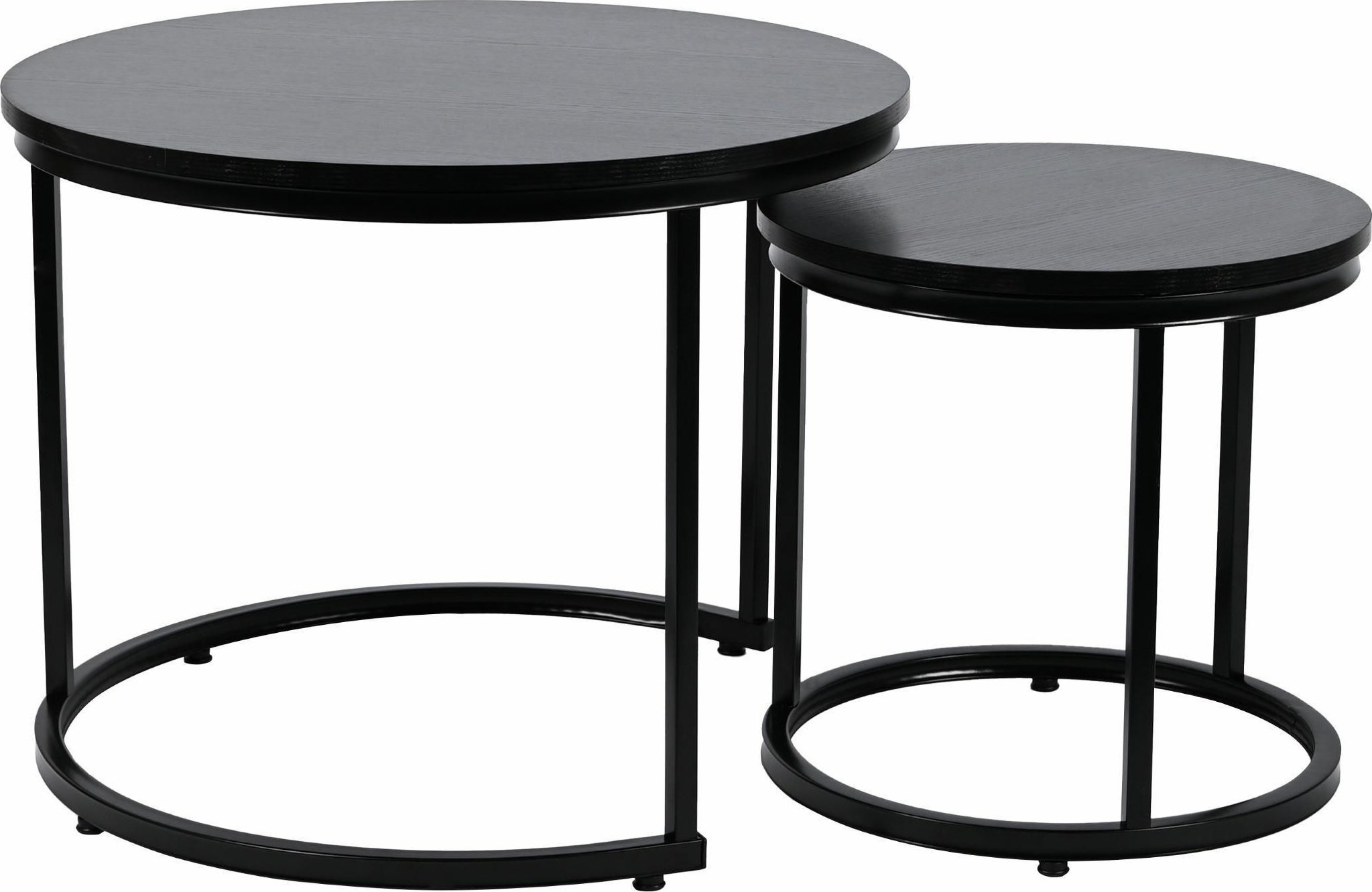 kontrast Stoliki kawowe okrągłe Zestaw stolików loft fi 60x47 fi 40x39 czarny