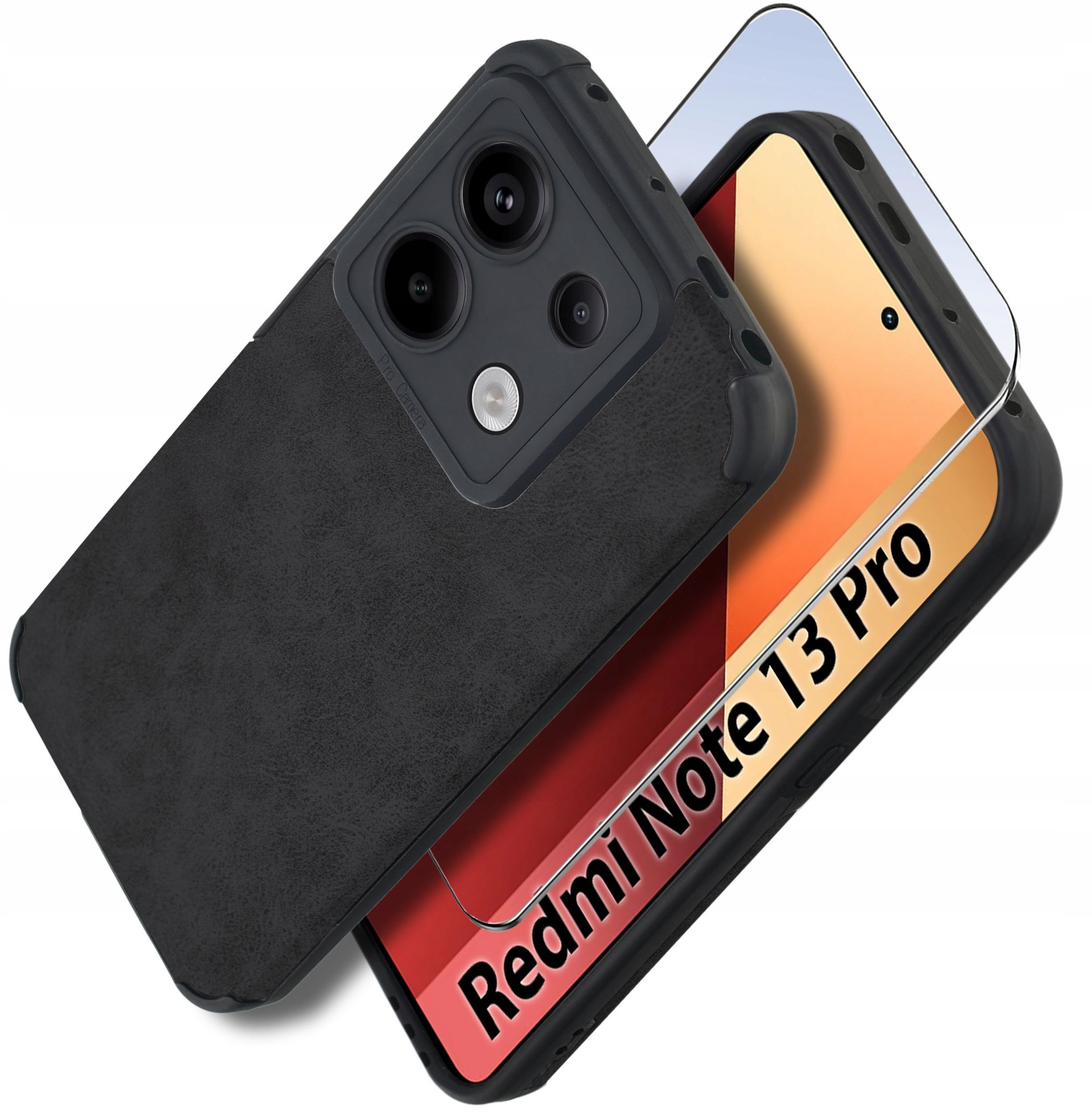 Etui do Xiaomi Redmi Note 13 Pro 4G silikonowe SKÓRZANE VINTAGE + Szkło 9H