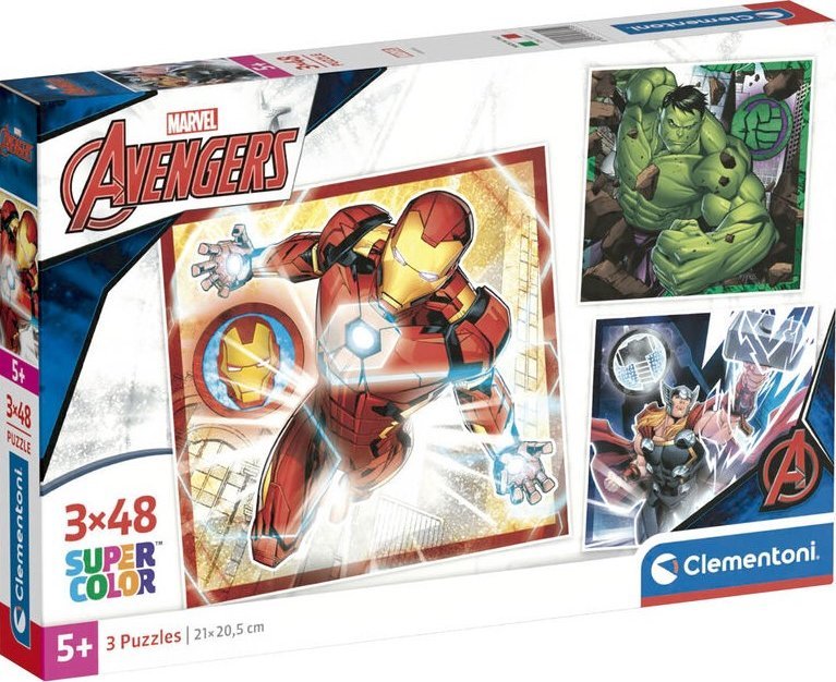Clementoni Puzzle Super Color The Avengers 3 x 48 elementów