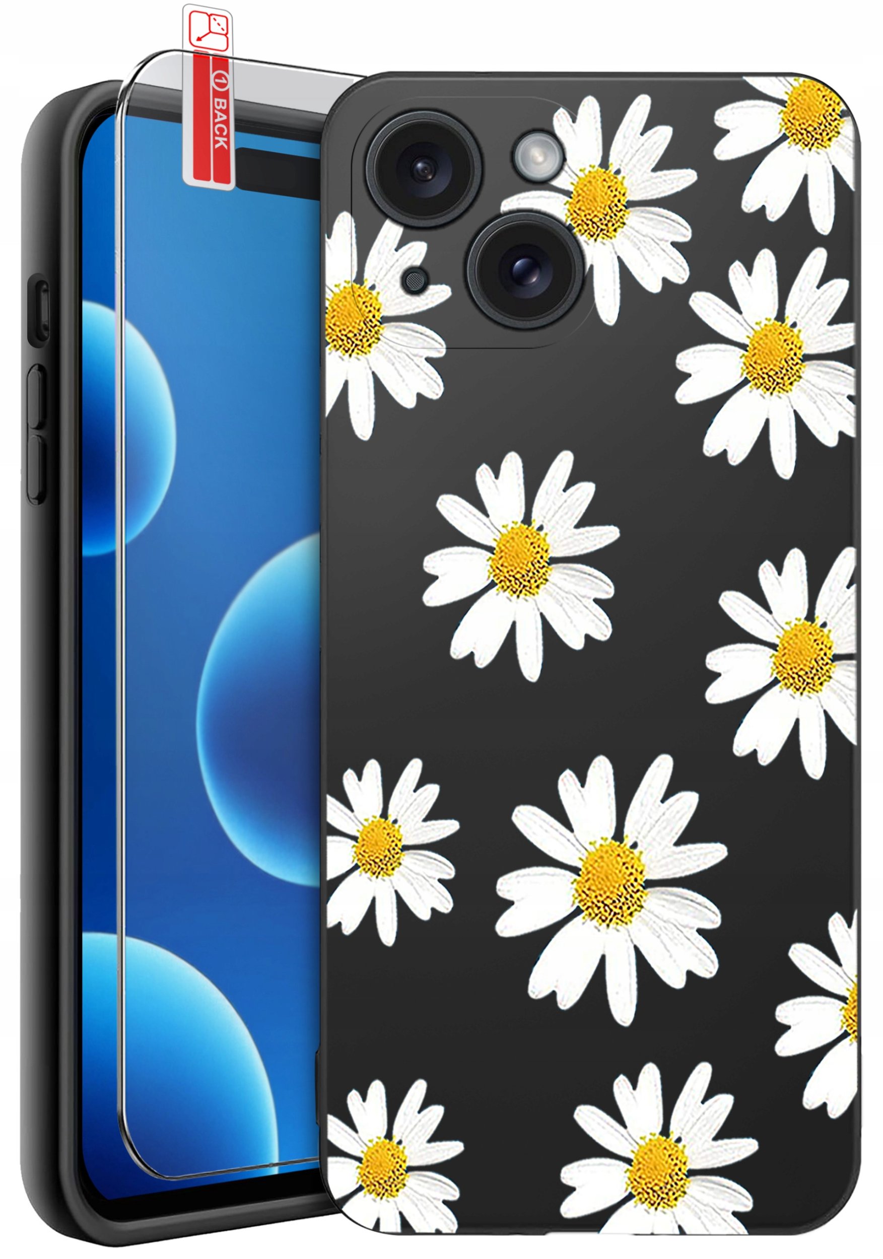 ETUI do iPhone 15 | WZORY | SILIKONOWE MATT CASE + SZKŁO 9H