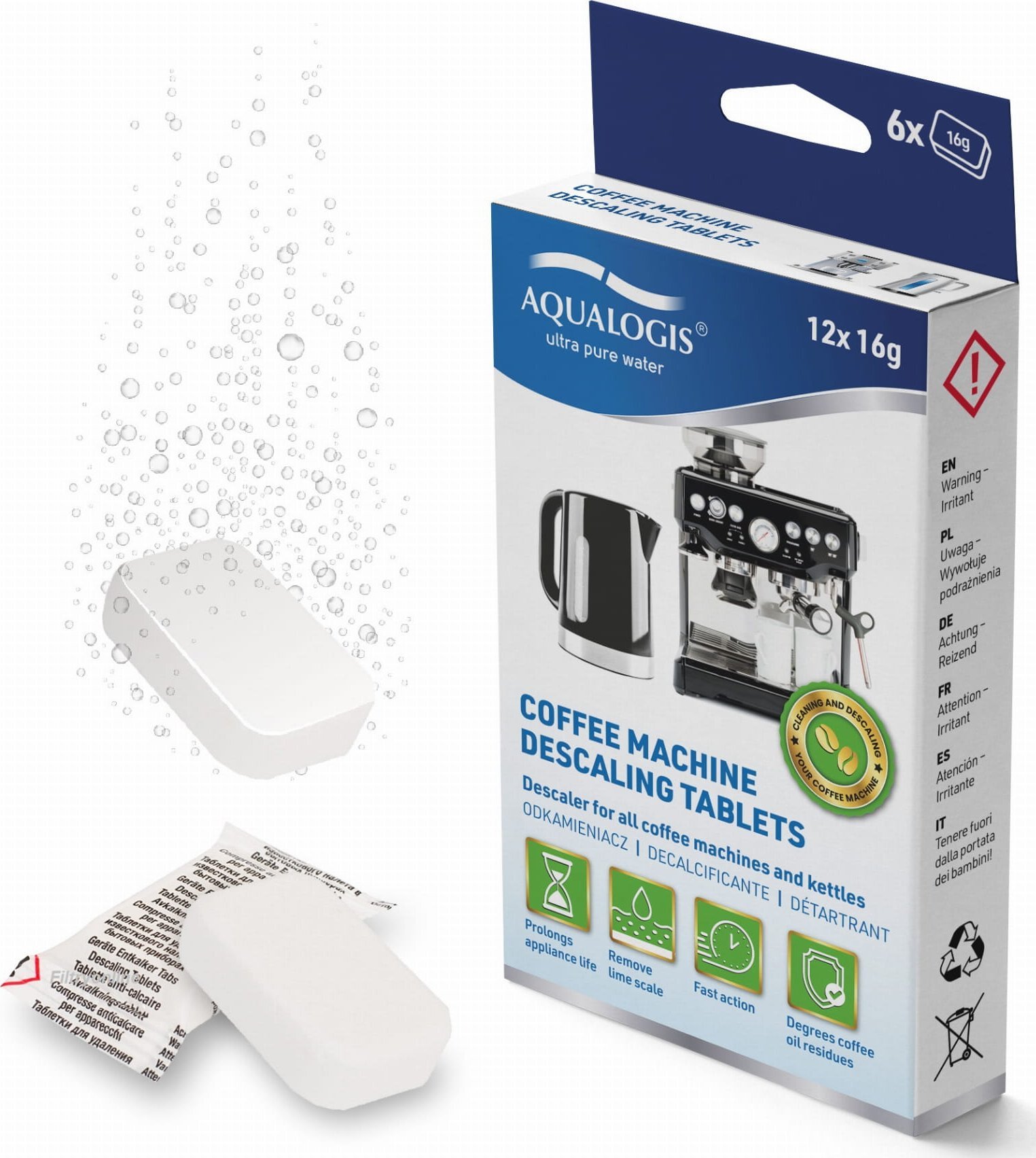 AQUALOGIS Odkamieniacz w Tabletkach Do Ekspresu Jura Krups Siemens Tassimo 12 Tabletek