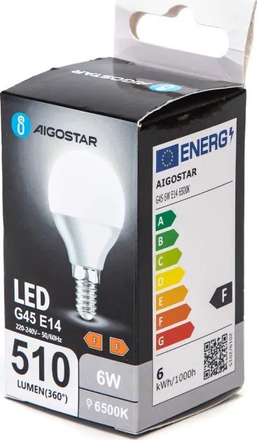 Aigostar Żarówka diodowa kulka LED G45 E14 6W 6500K Żarówka diodowa kulka LED G45 E14 6W 6500K