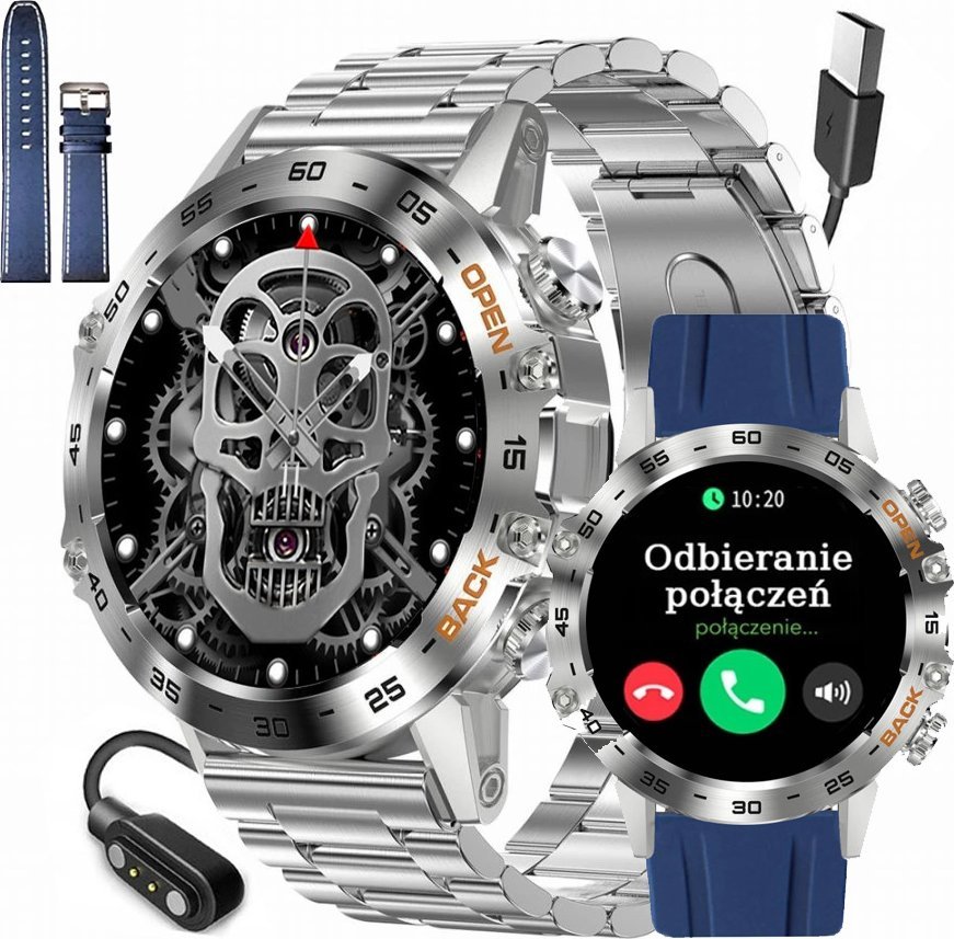 Zegarek męski SMARTWATCH GRAVITY ASTON GT9-3 srebrny/ 3 paski