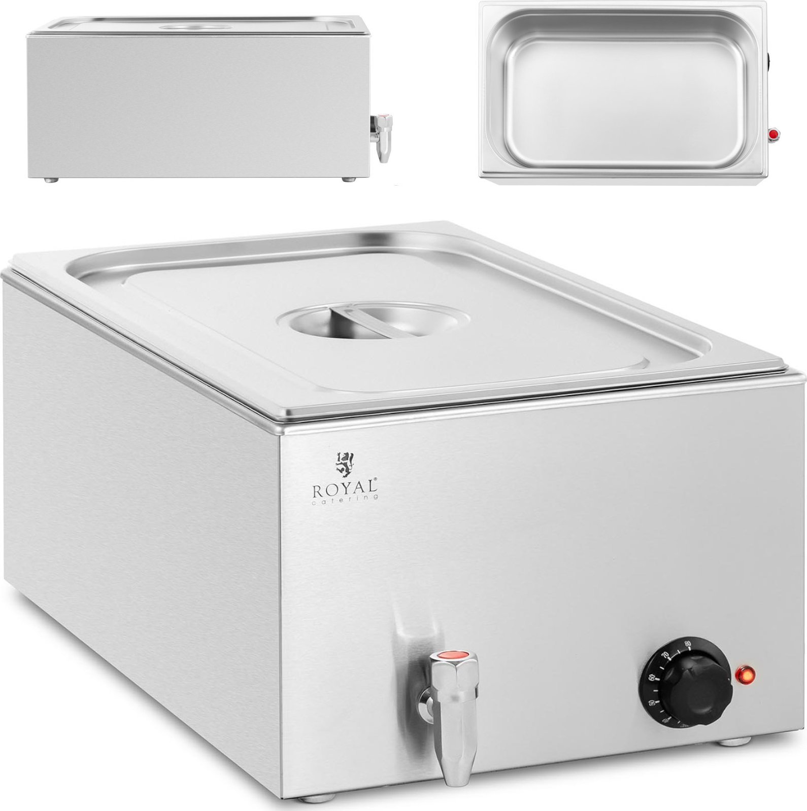 Royal Catering Bemar podgrzewacz elektryczny z kranem GN 1/1 600 W Bemar podgrzewacz elektryczny z kranem GN 1/1 600 W