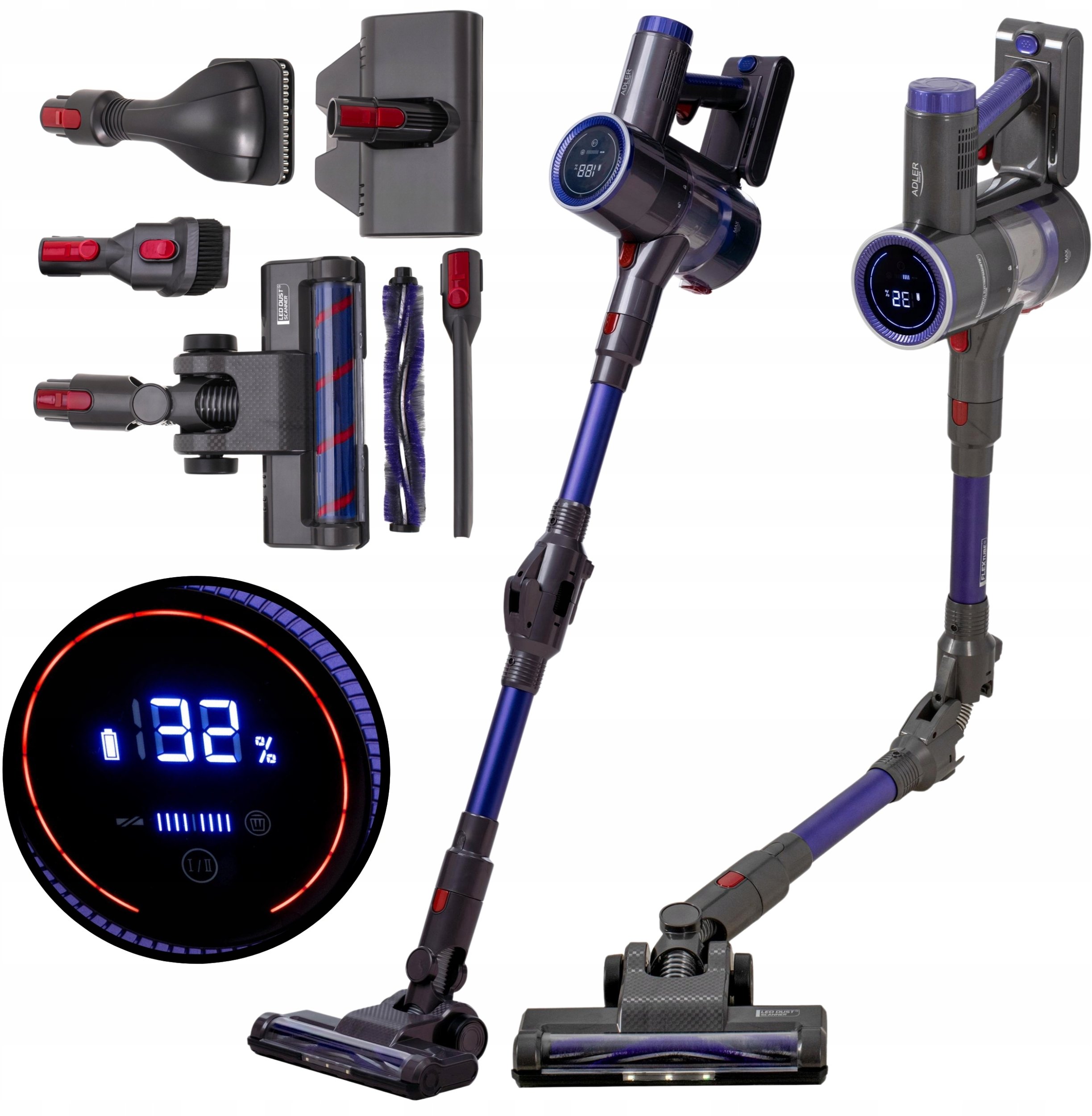 Odkurzacz Pionowy Bezprzewodowy Flex Akumulatorowy Ręczny Bezworkowy Ad7061