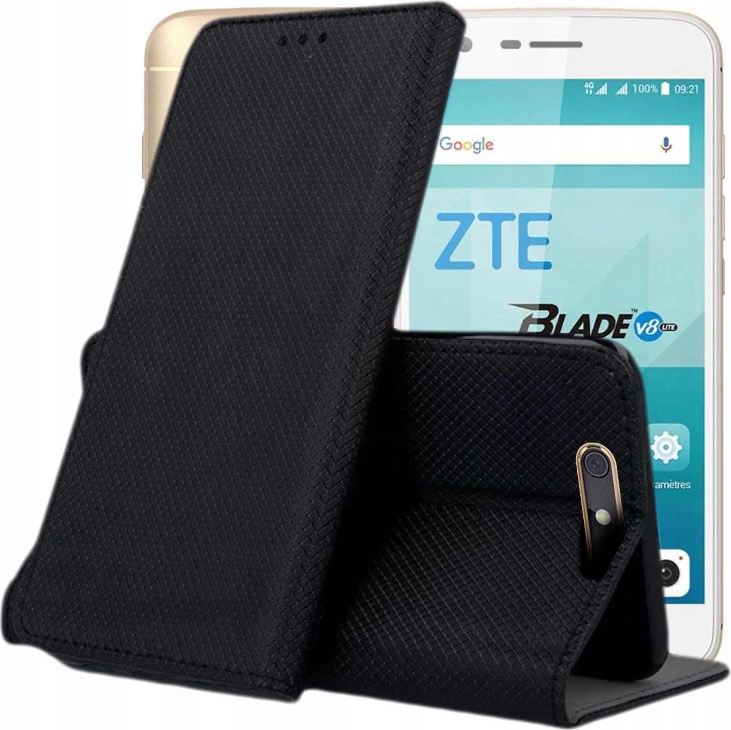 Hello Case ETUI Z KLAPKĄ DO ZTE BLADE V8 CZARNE ZAMYKANE MAGNETYCZNE KABURA FUTERAŁ