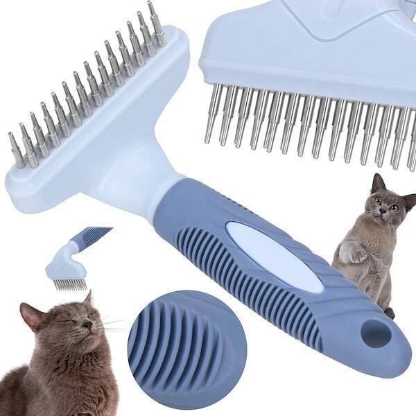 Springos Szczotka do sierści psa i kota zgrzebło ze stali nierdzewnej 14,5 cm niebieska UNIWERSALNY