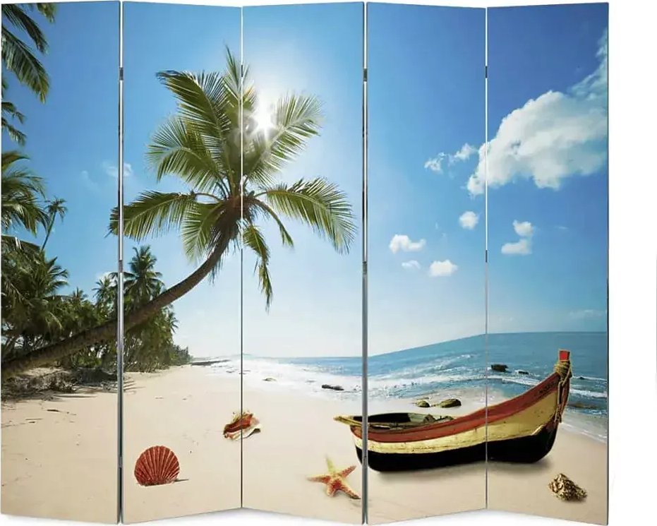 Elior Parawan wewnętrzny z motywem plażowym - Defri 4X 200 x 170 cm