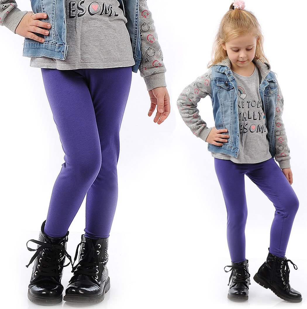 Legginsy dziecięce długie bawełniane klasyczne Fioletowe 128