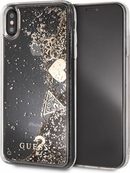 Guess Guess GUHCI65GLHFLGO iPhone Xs Max gold/złoty hard case Glitter Hearts