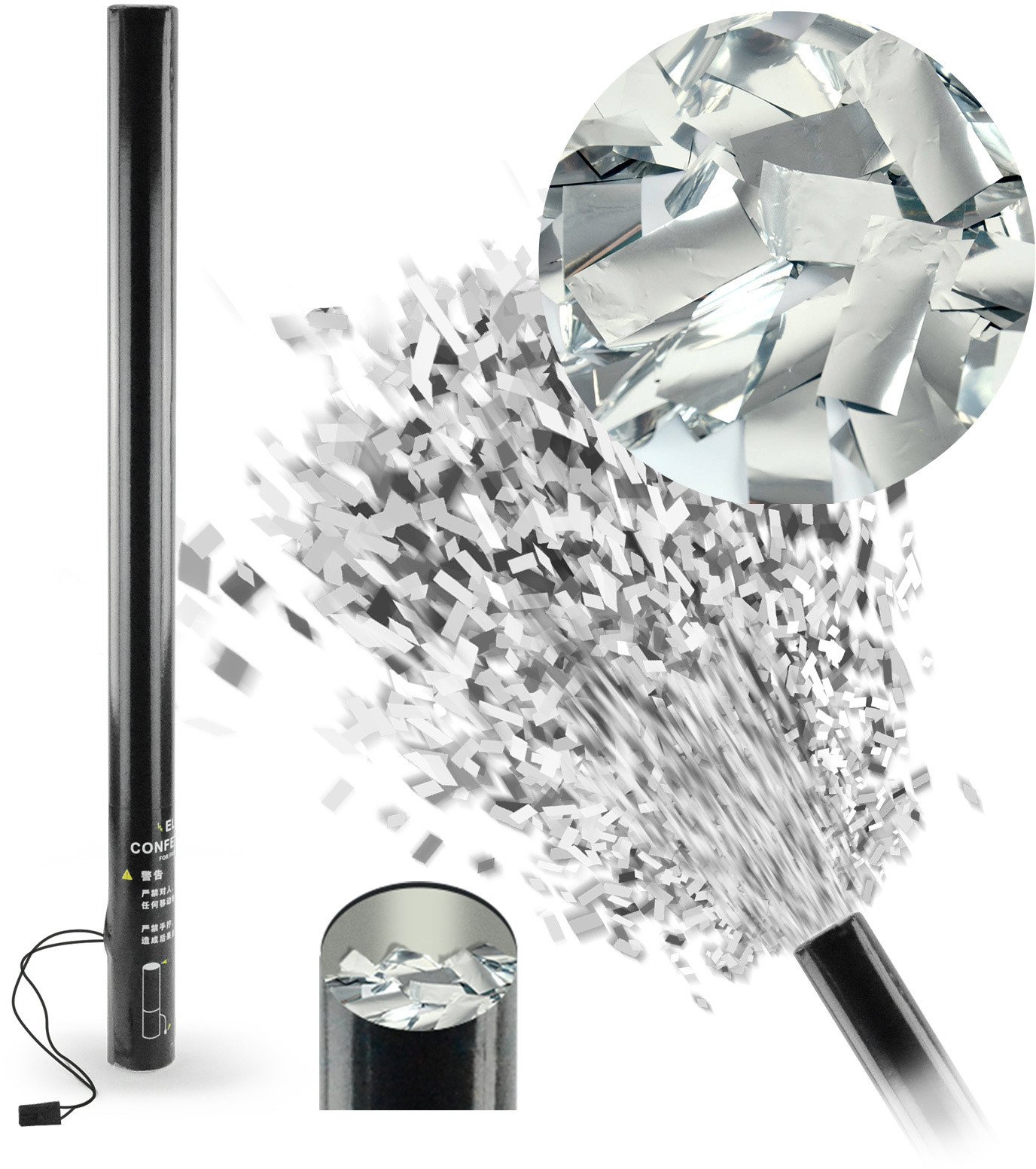 Tuba konfetti 80cm elektryczna - srebrne konfetti one size