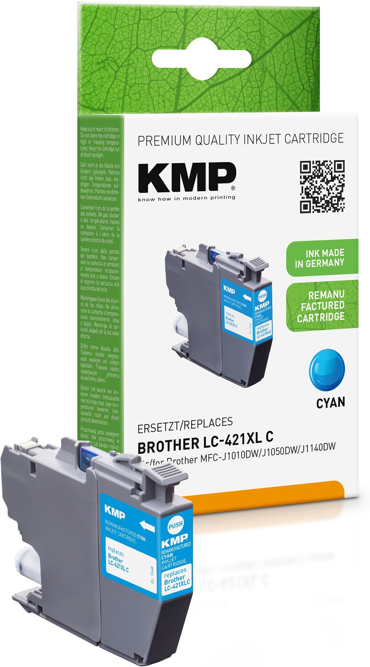 Tusz Brother KMP wkład MFC-J1010DW LC421XLC cyan 500S 7ml remanufactured