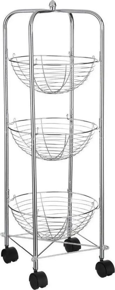 5five Wózek kuchenny z koszami na owoce, 3 poziomy, stal chromowana, 80 cm