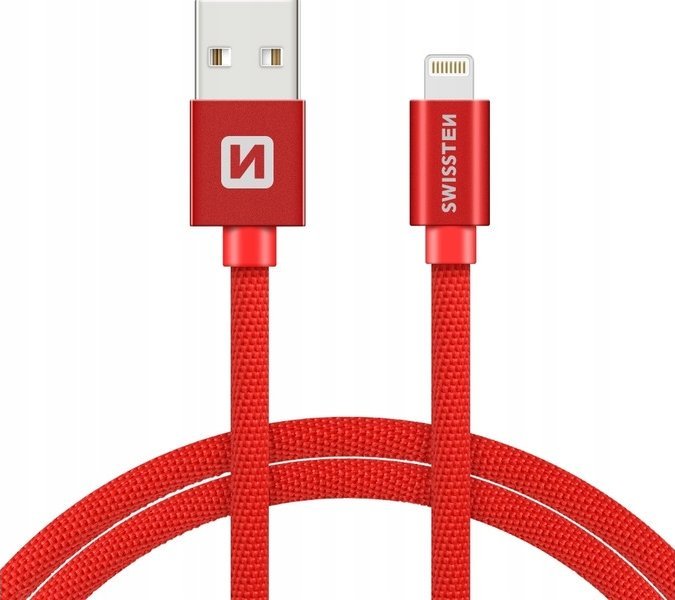 Kabel USB Swissten USB-A - Lightning 3 m Czerwony (71527601)