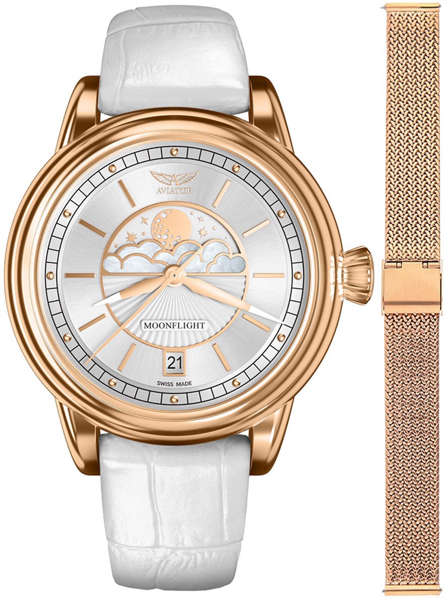 Zegarek damski Aviator V.1.33.2.251.4-SET różowe złoto