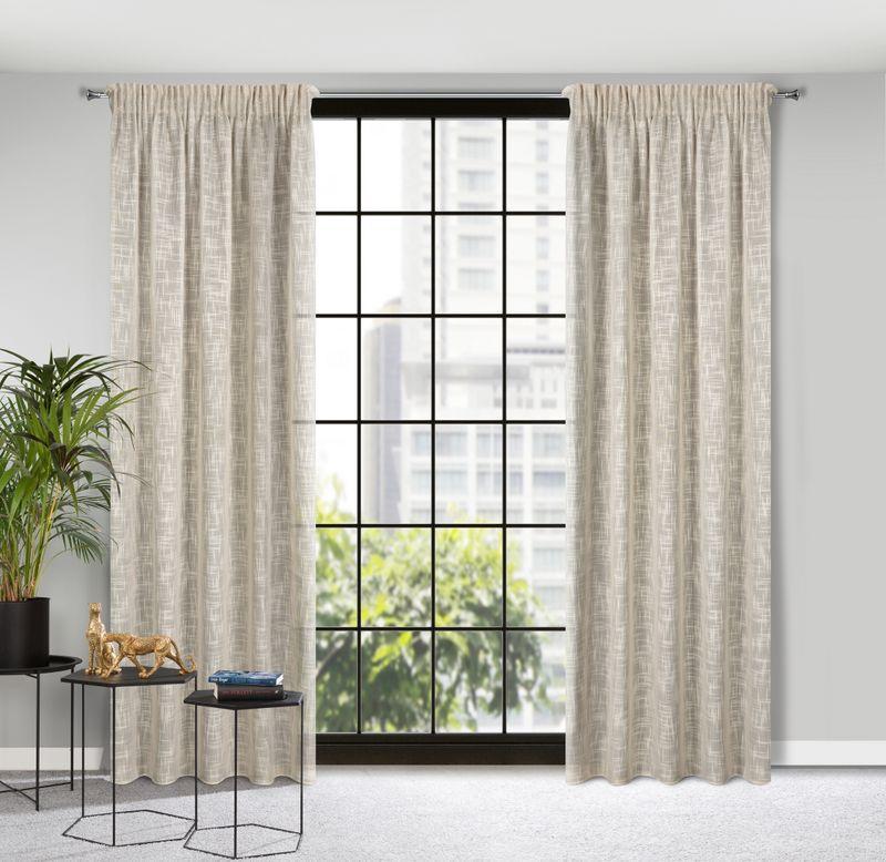 Eurofirany ZASŁONA GOTOWA RUBI NA TAŚMIE 140X270 CM BEŻOWY