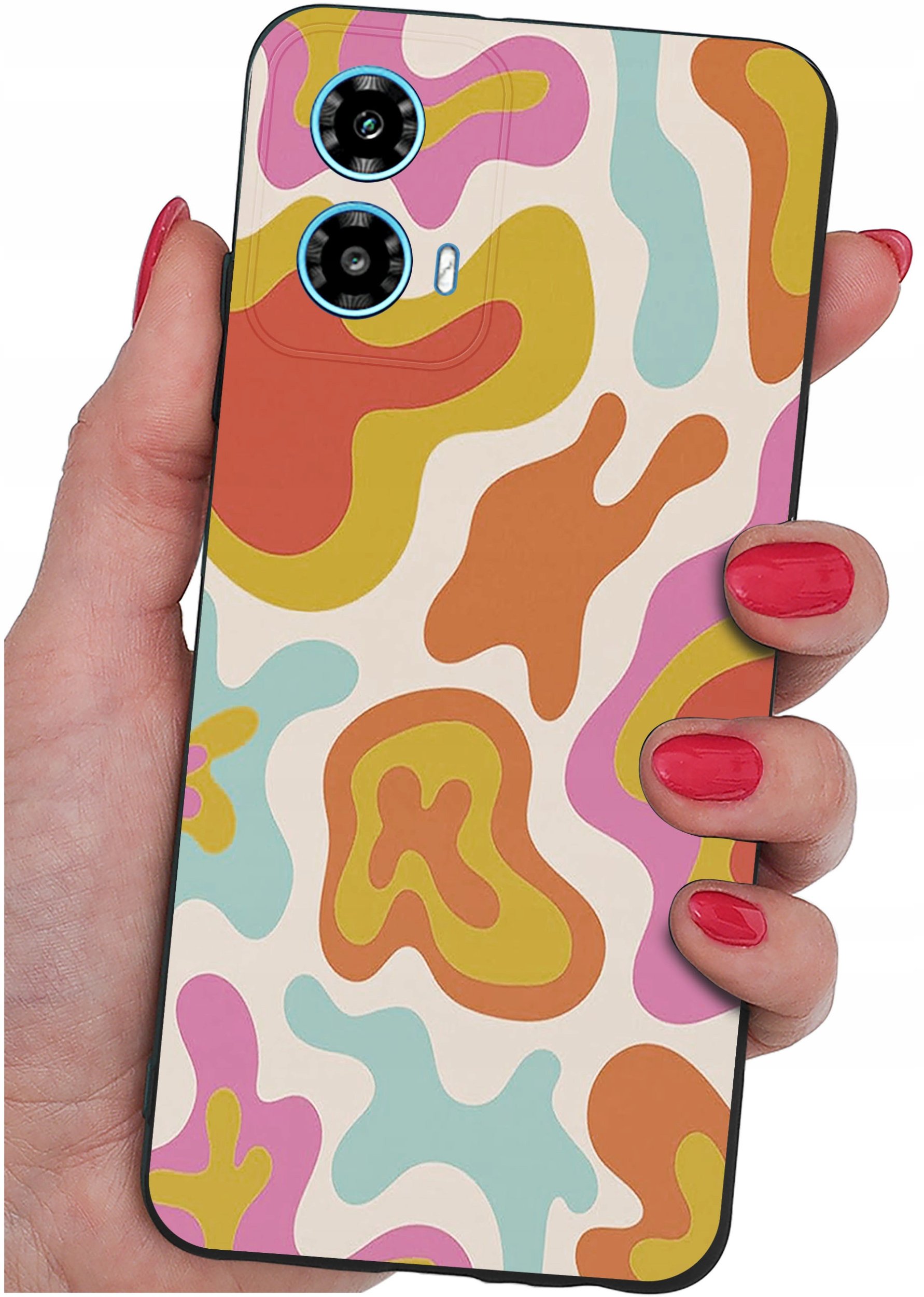 krainaGSM ETUI do Motorola Moto G34 5G WZORY SILIKONOWE MATT CASE + SZKŁO 9H