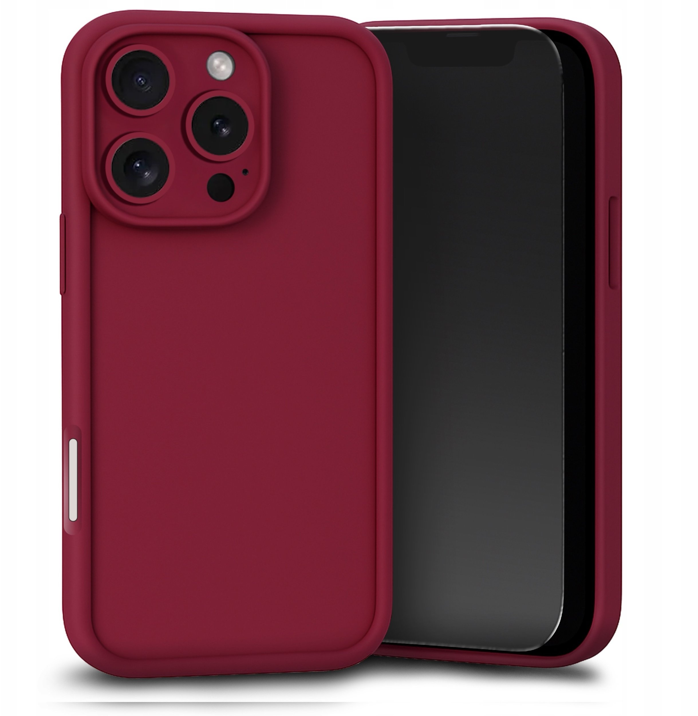 Etui do Apple iPhone 16 Pro (Bordowe, Silikon, Matowe, Wzmocnione) Szkło
