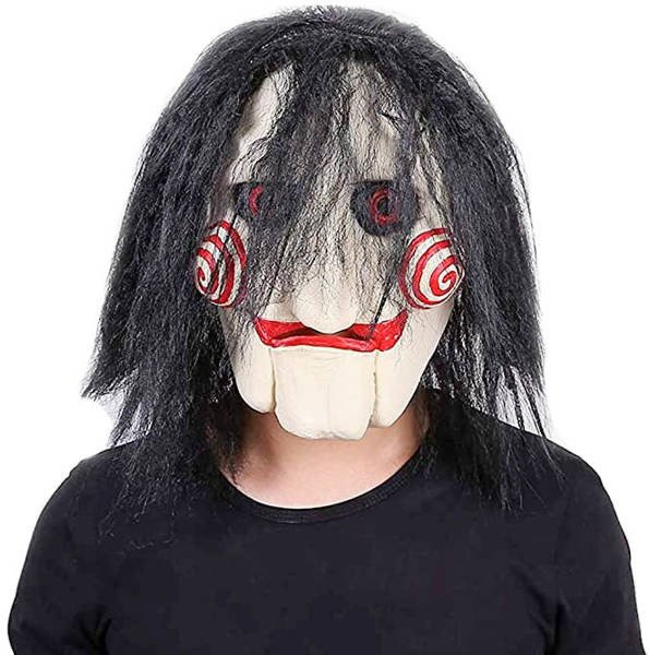 MASKA LATEKSOWA PIŁA HORROR HALOWEEN WŁOSY