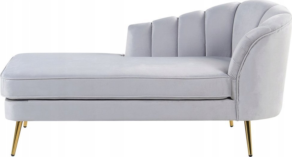 Beliani Szezlong welurowy prawostronny szary ALLIER