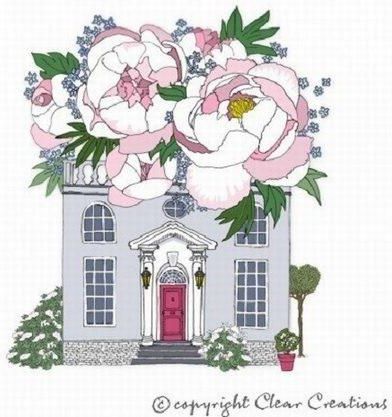 Clear Creation Karnet Swarovski kwadrat Dom z kwiatami (CL2402)