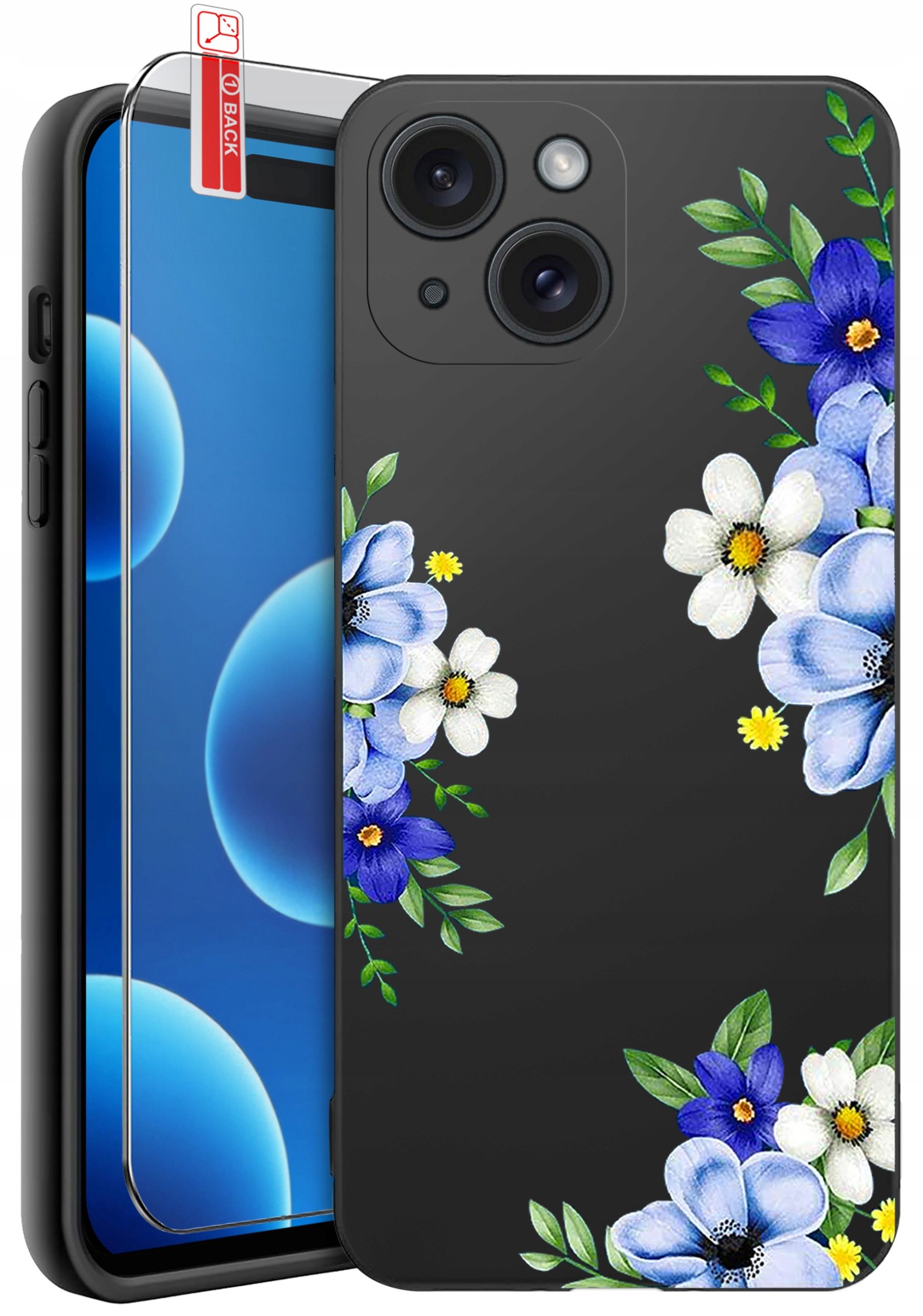 ETUI do iPhone 15 | WZORY | SILIKONOWE MATT CASE + SZKŁO 9H