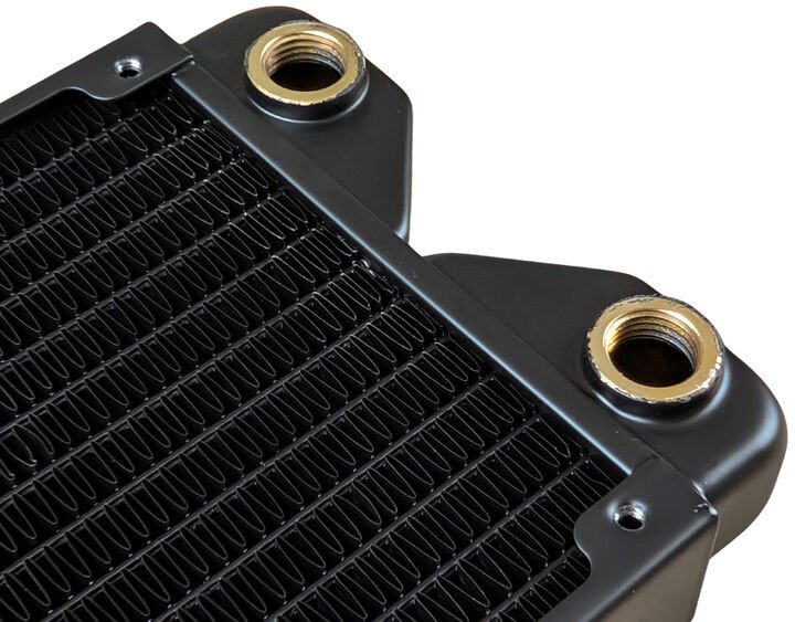 Phobya R27-S480 Radiator, 480 mm Radiator, 18 FPI, Kupferlamellen, 2x G1/4-Zoll-Anschlüsse – schwarz