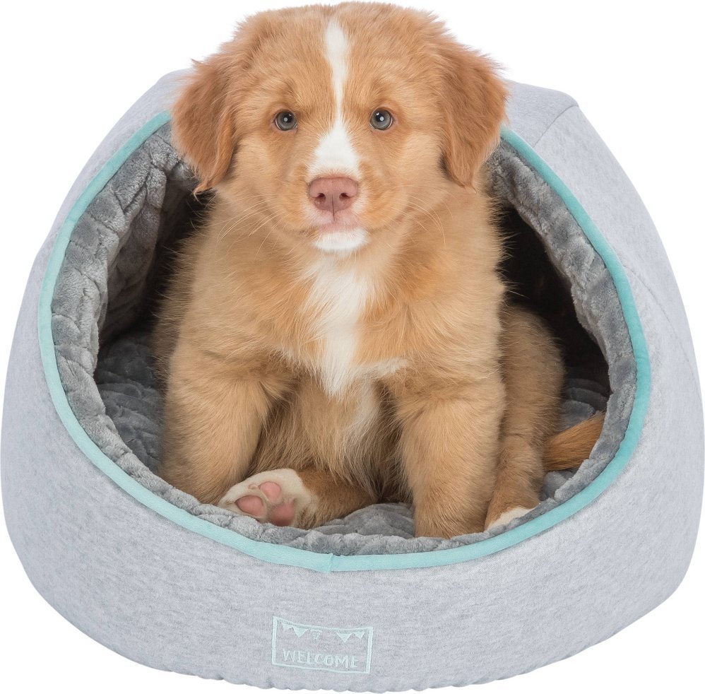 Trixie legowisko zamknięte dla szczeniąt jasnoszare/miętowe poliester/plusz, 40 x 27cm