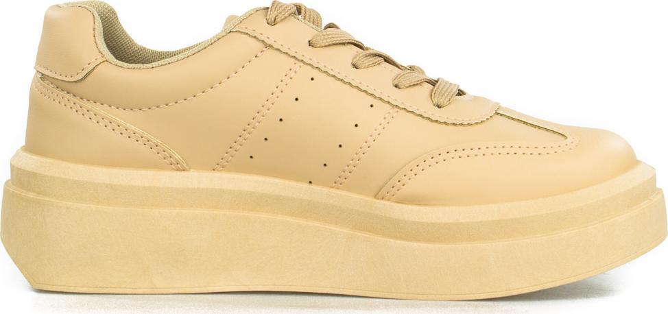Estetino Tenisówki na platformie jednokolorowe khaki-40