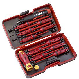 Felo Zestaw wkrętaków z wymienną rękojeścią izolowane w pudełku 10szt. + kluczyk do szafek (06391316)