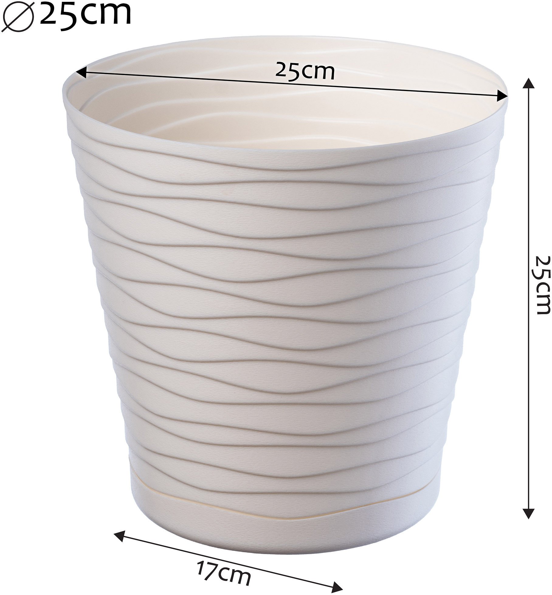KADAX Doniczka Donica Na Kwiaty 25 cm Osłonka Z Podstawką Kwietnik Plastikowa