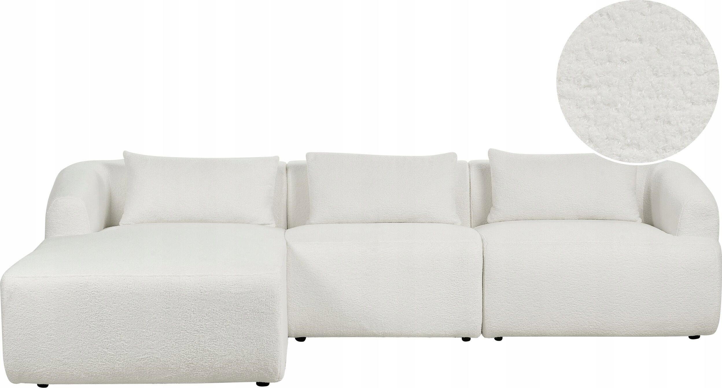 Beliani Narożnik boucle prawostronny biały SVANSELE