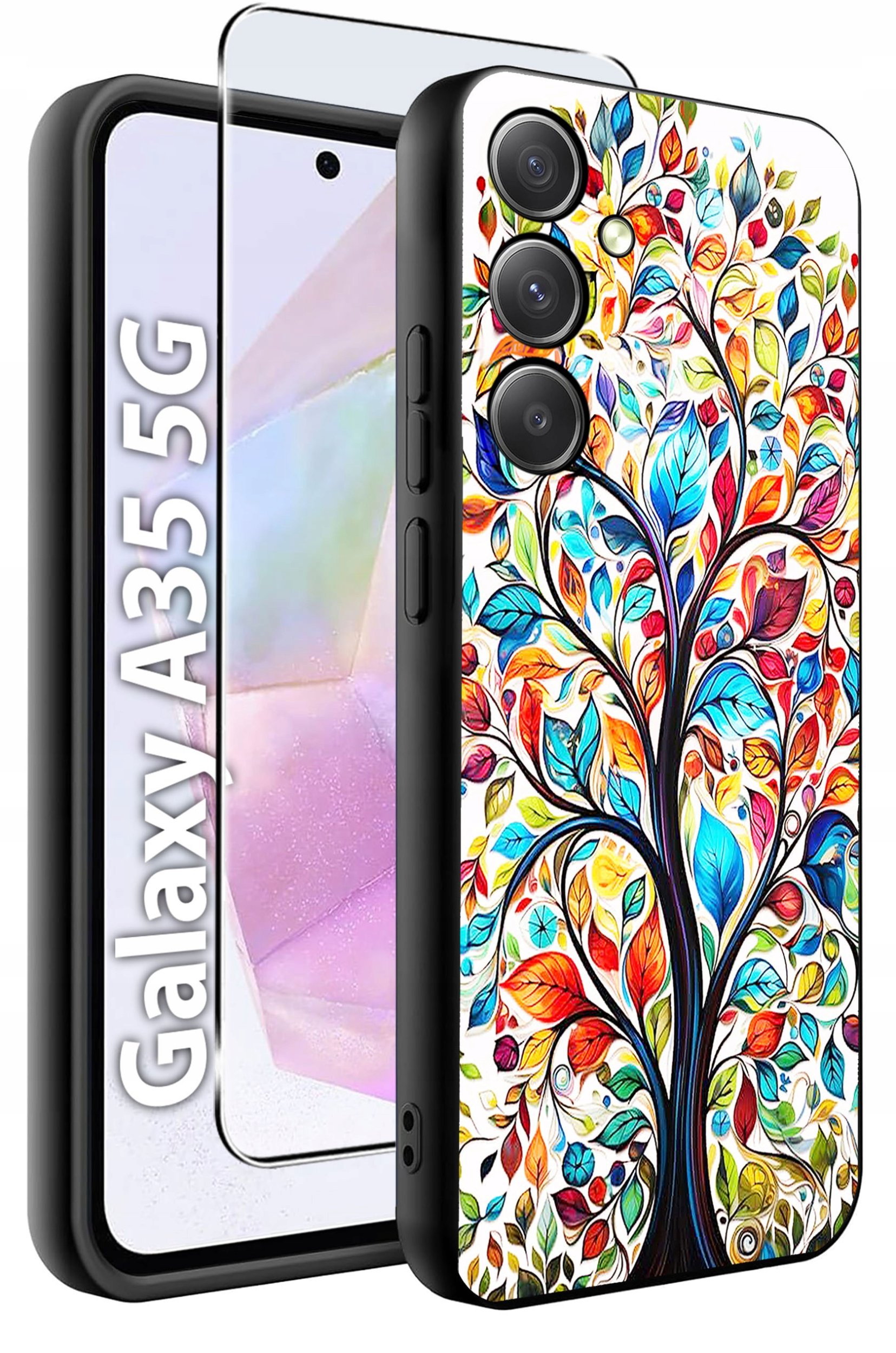 ETUI do Samsung A35 5G WZORY | SILIKONOWE MATT CASE + SZKŁO HARTOWANE 9H