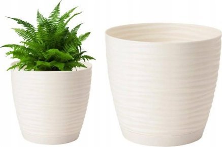 Form-Plastic Doniczka z podstawką kremowa 26,5x24,5cm plastikowa