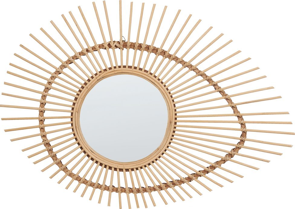 Beliani Bambusowe owalne lustro ścienne 63 x 45 cm naturalne BARIO!