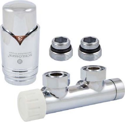 Schlosser Zestaw duo-plex 3/4" x M22 x 1,5mm kątowy lewy chrom + nypel 2 szt. (612100007)