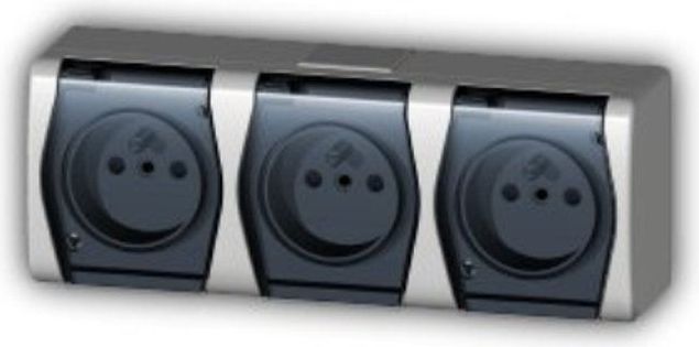 Elektro-Plast Hermes2 Gniazdo hermetyczne potrójne z/u 16A IP44 białe (1023-01)