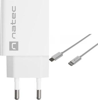 Ładowarka Natec Ribera 1x USB-C 3 A (NUC-2059) + Kabel USB-C - Lightning 1 m Biały