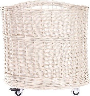 WickerPL Wybielany Wiklinowy Kosz na Kółkach 50 H40/44 cm