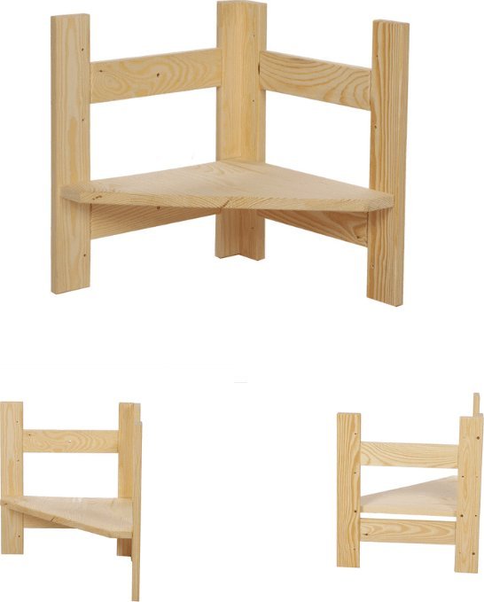 Wamar-Sosenka Moduł Nadstawka Narożna 38,4x34,4x34,4cm 1 Półka BERDO Surowy Drewno sosnowe Naturalny R2NZ_39X035X34_NF1 / Wamar-Sosenka