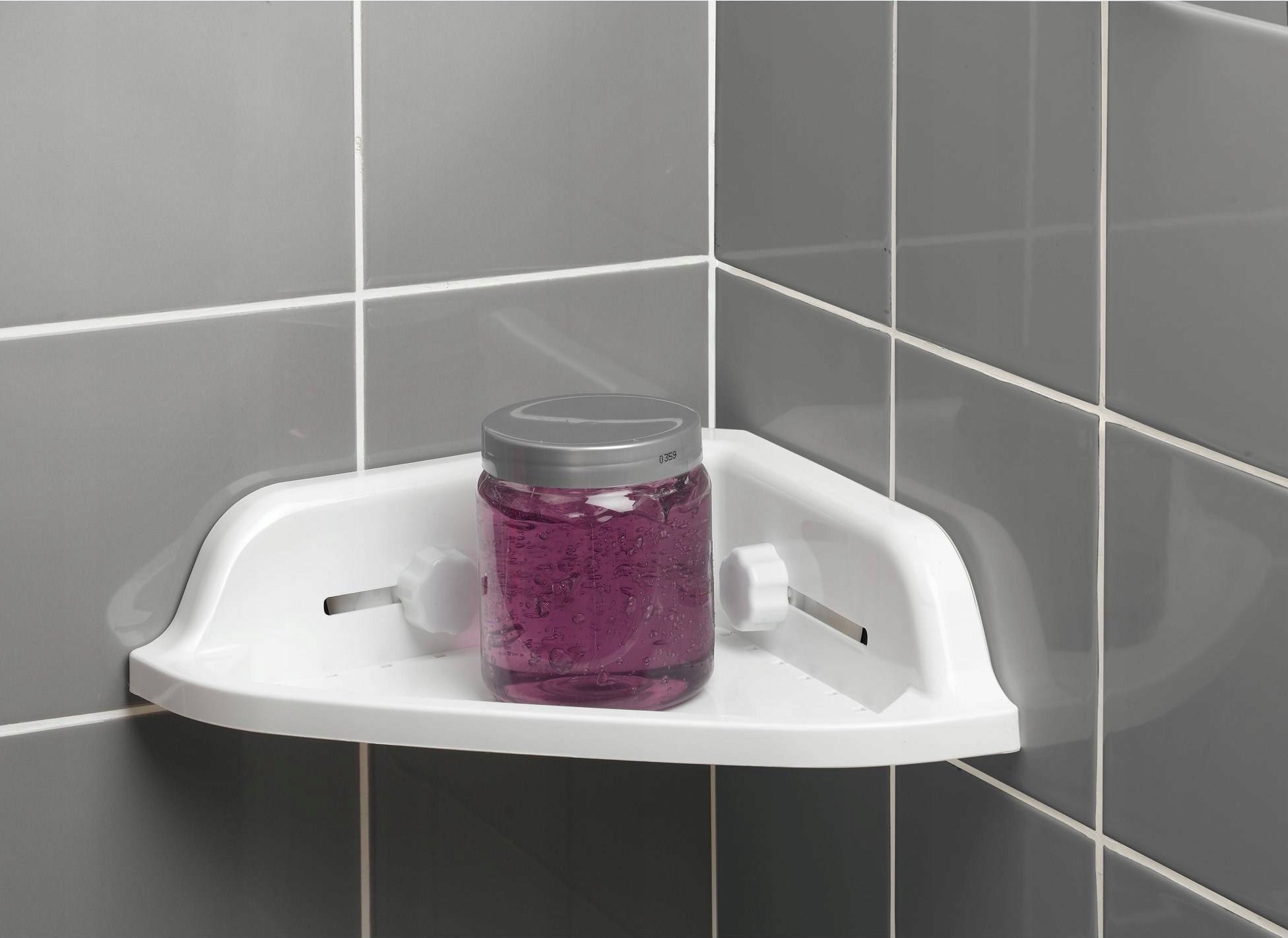 Douceur d`Interieur Narożna połka łazienkowa, montaż na przyssawki, 25 x 25 cm