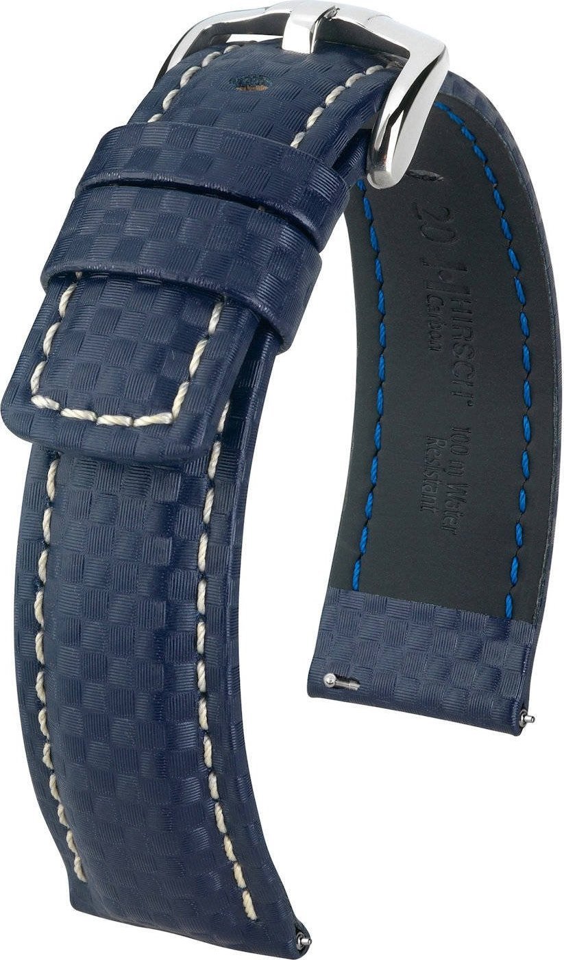 Hirsch Skórzany wodoodporny pasek do zegarka 22 mm HIRSCH Carbon L 02592080-2-22