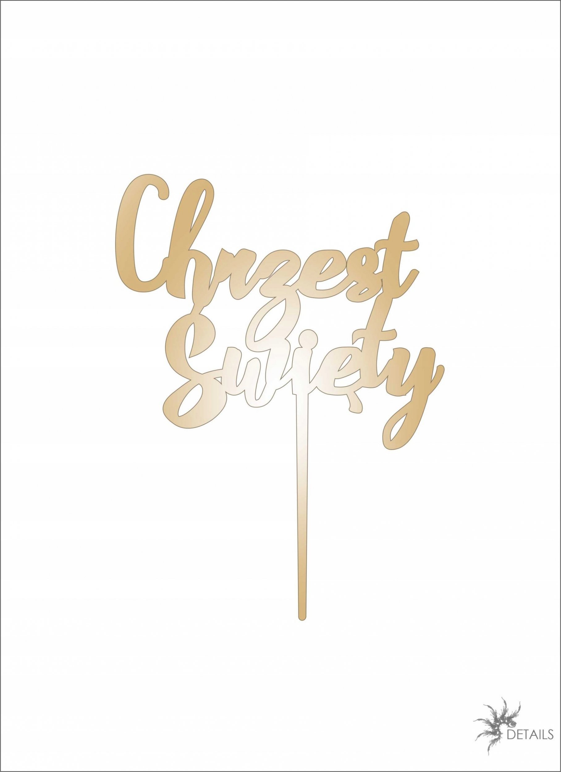 details Topper na tort chrzest św złoty dekoracja pleksi