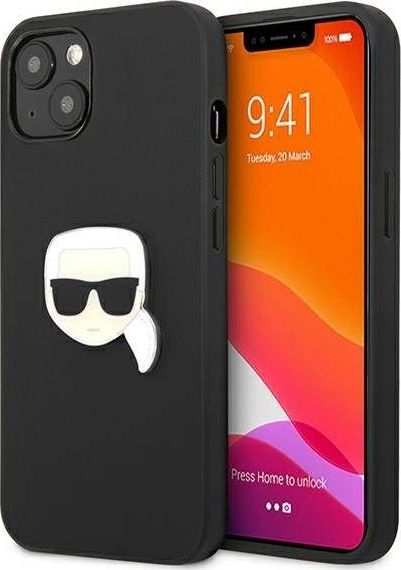 Karl Lagerfeld KLHCP13SPKMK iPhone 13 mini 5,4" czarny/black hardcase Leather Ikonik Karl`s Head Metal