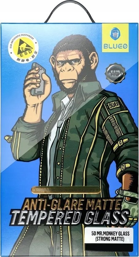 Blueo Szkło Hartowane 5D Mr. Monkey Glass - Apple iPhone 15 Pro Max czarny (Strong Matte)