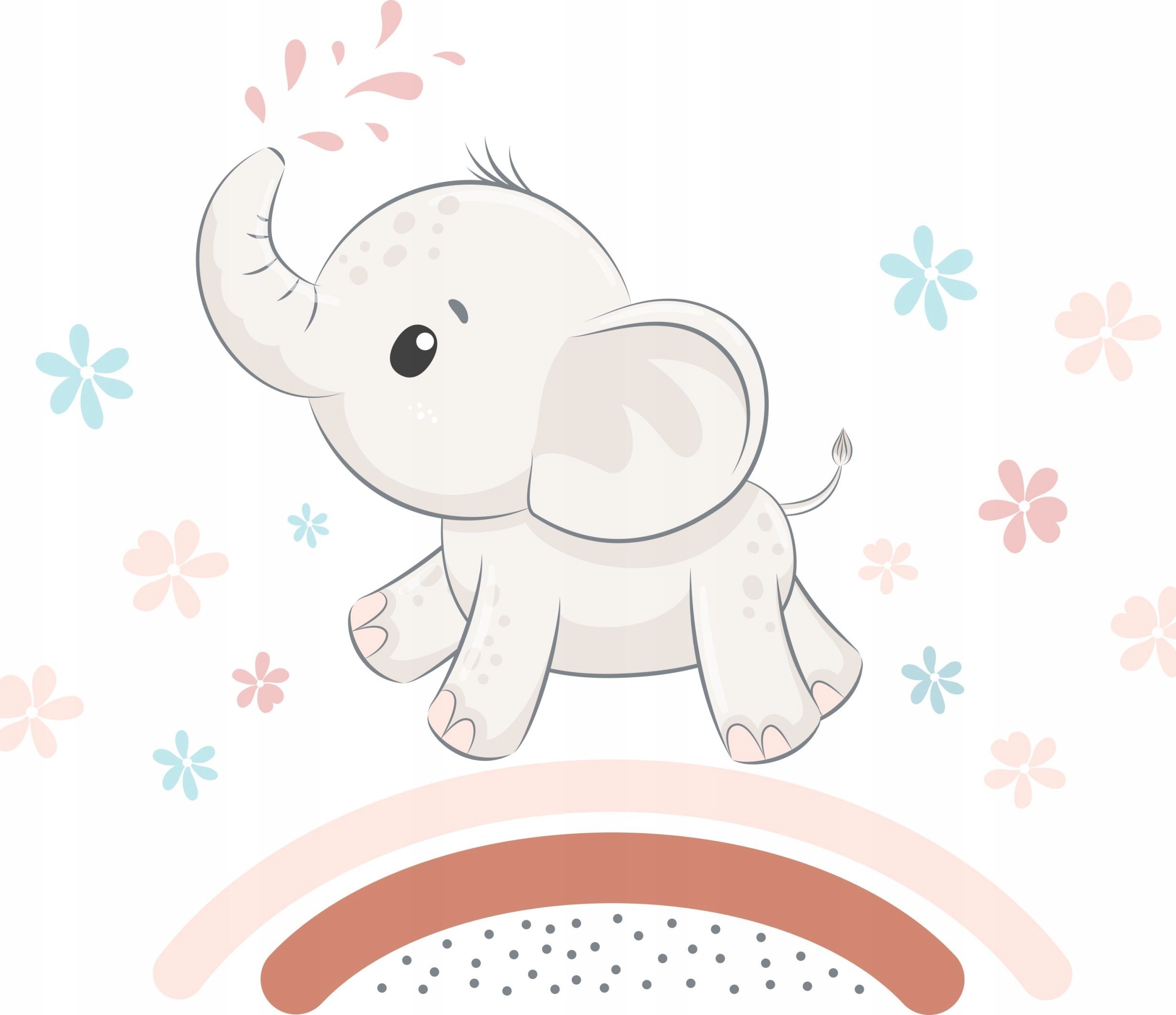 naSciane Naklejka dla dzieci SŁONIK TĘCZA pastelowa