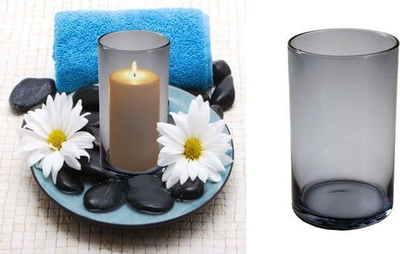 Inter-Deco Świecznik cylinder tuba rura niebieski