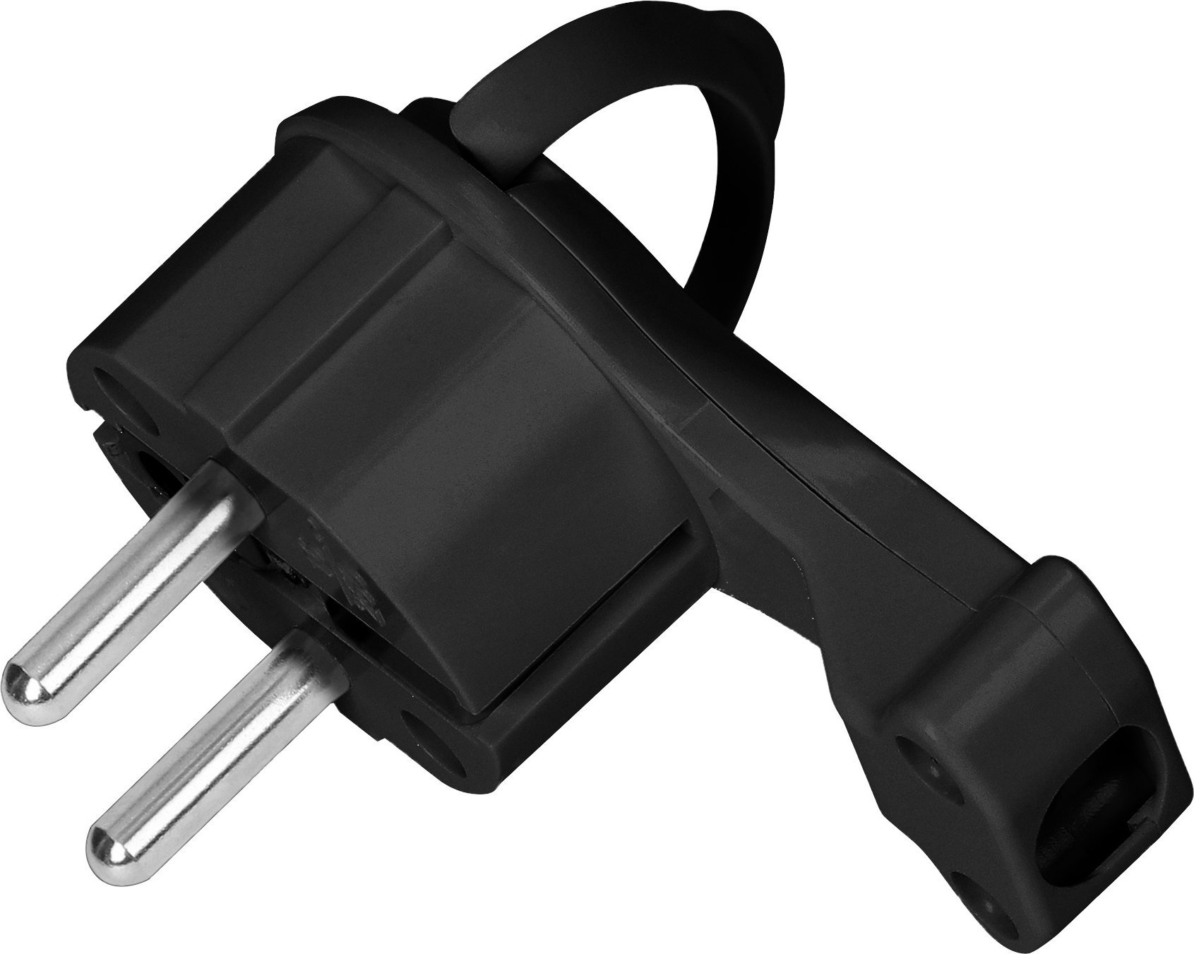Orno Wtyczka Uni-Schuko z uchem, czarna