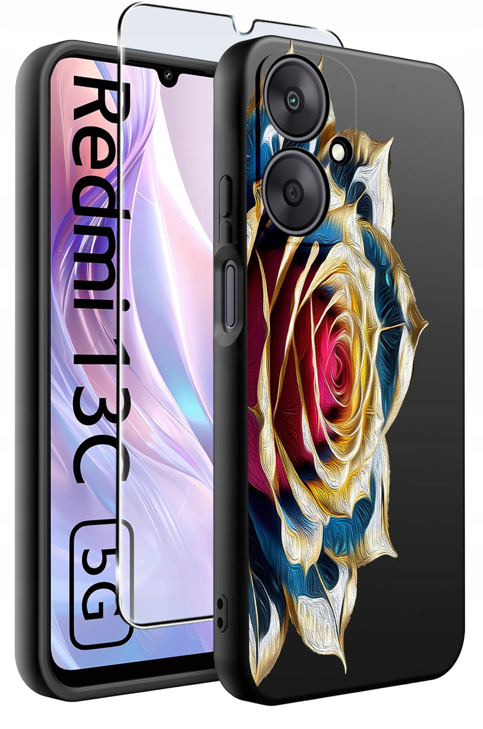 ETUI do Xiaomi Redmi 13C 5G WZORY |SILIKONOWE MATT CASE +SZKŁO HARTOWANE 9H